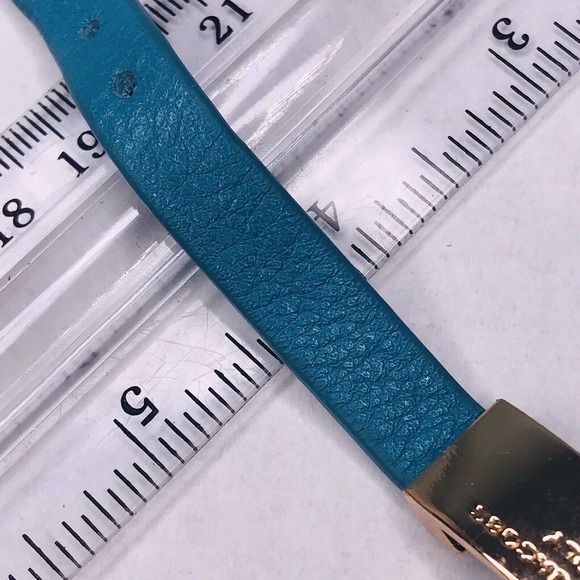Marc by Marc Jacobs Teal Blue Leather Bracelet Gold Belt ID Tone **FLAW - Picture 8 of 8